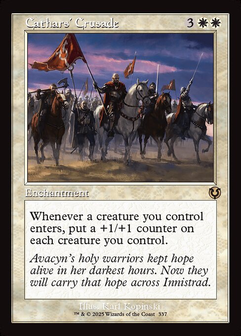 Whenever a creature you control enters, put a +1/+1 counter on each creature you control.