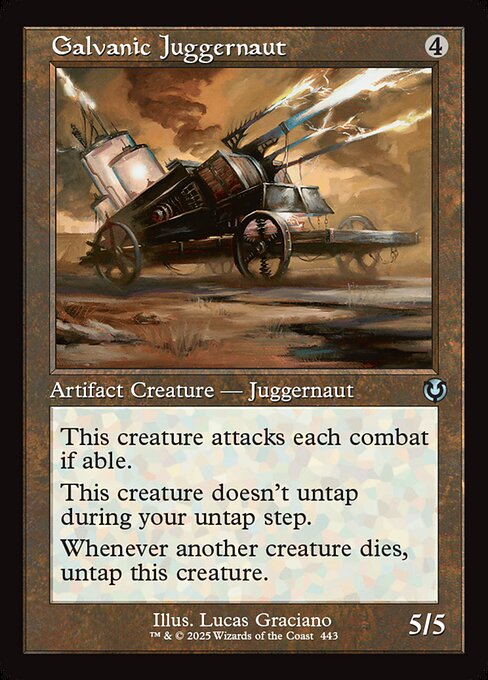 This creature attacks each combat if able.
This creature doesn't untap during your untap step.
Whenever another creature dies, untap this creature.