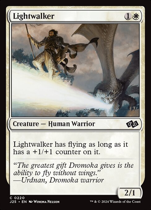 Lightwalker has flying as long as it has a +1/+1 counter on it.