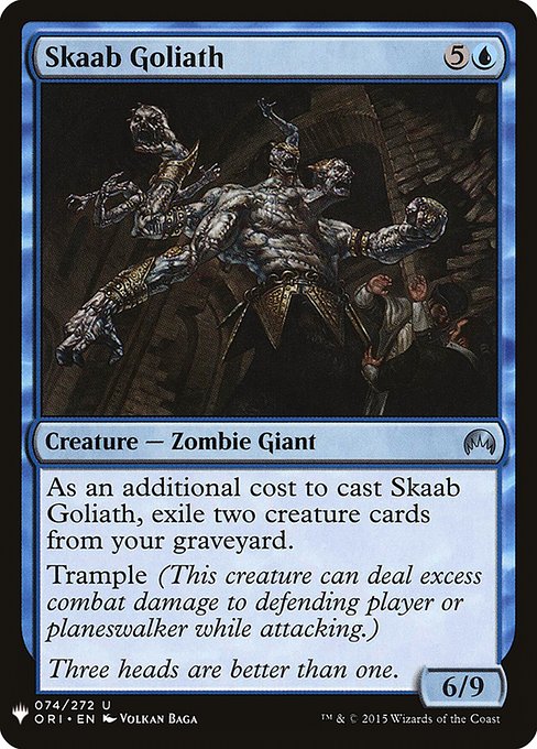 As an additional cost to cast this spell, exile two creature cards from your graveyard.
Trample