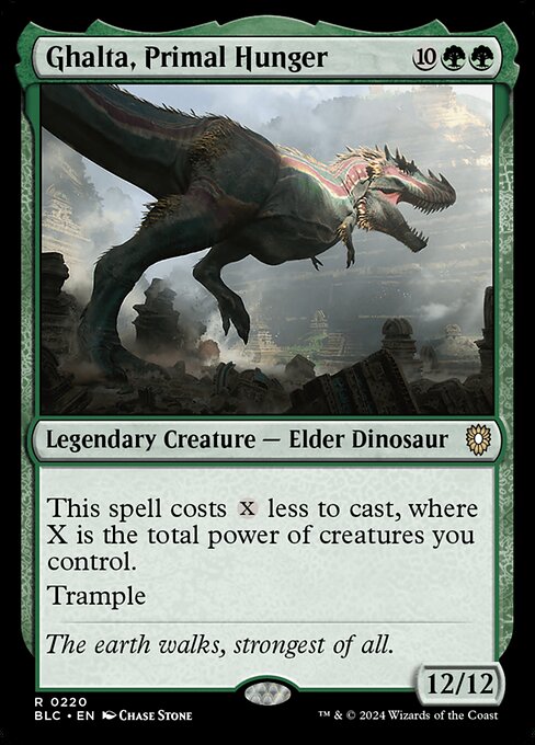 This spell costs {X} less to cast, where X is the total power of creatures you control.
Trample