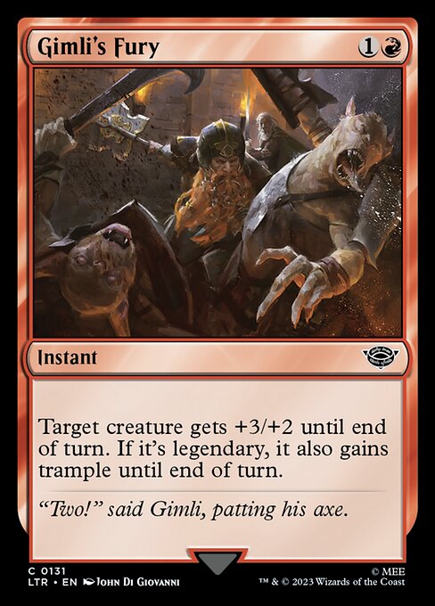 Target creature gets +3/+2 until end of turn. If it's legendary, it also gains trample until end of turn.