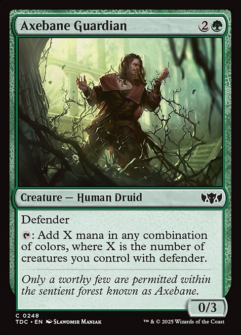 Defender
{T}: Add X mana in any combination of colors, where X is the number of creatures you control with defender.