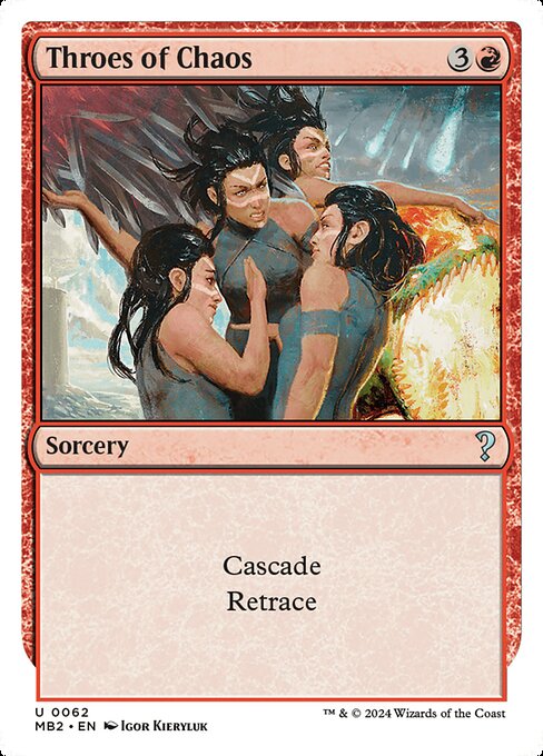Cascade (When you cast this spell, exile cards from the top of your library until you exile a nonland card that costs less. You may cast it without paying its mana cost. Put the exiled cards on the bottom in a random order.)
Retrace (You may cast this card from your graveyard by discarding a land card in addition to paying its other costs.)