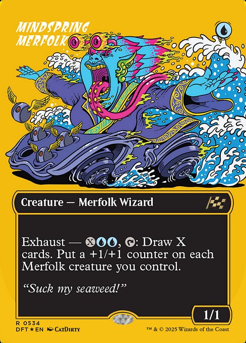 Exhaust — {X}{U}{U}, {T}: Draw X cards. Put a +1/+1 counter on each Merfolk creature you control. (Activate each exhaust ability only once.)