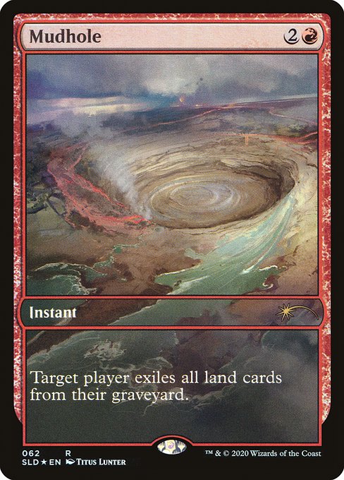 Target player exiles all land cards from their graveyard.