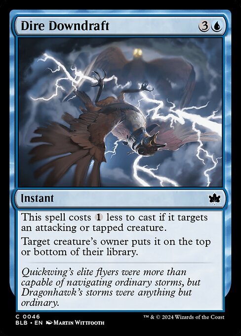 This spell costs {1} less to cast if it targets an attacking or tapped creature.
Target creature's owner puts it on the top or bottom of their library.