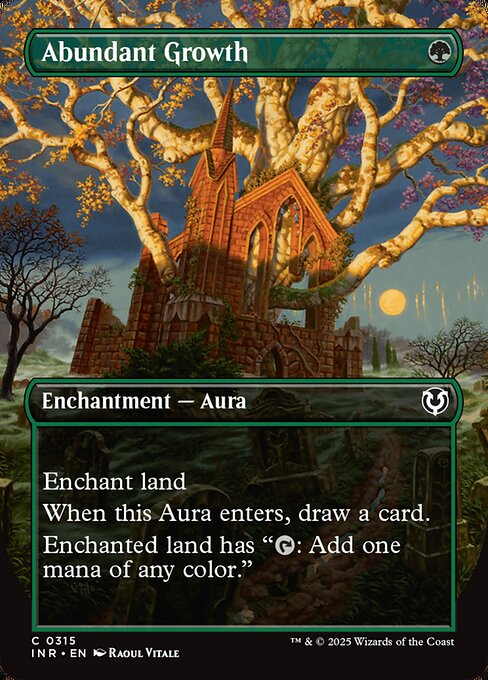 Enchant land
When this Aura enters, draw a card.
Enchanted land has {T}: Add one mana of any color.