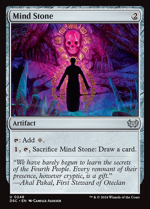 {T}: Add {C}.
{1}, {T}, Sacrifice Mind Stone: Draw a card.