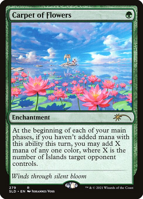 At the beginning of each of your main phases, if you haven't added mana with this ability this turn, you may add X mana of any one color, where X is the number of Islands target opponent controls.