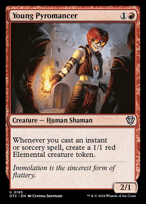 Whenever you cast an instant or sorcery spell, create a 1/1 red Elemental creature token.