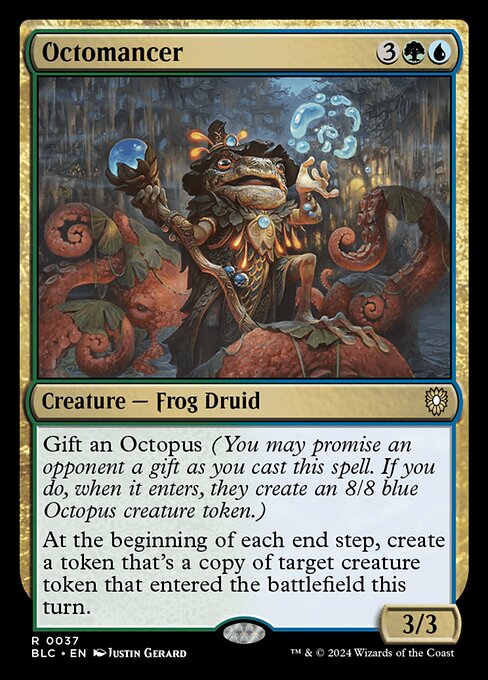 Gift an Octopus (You may promise an opponent a gift as you cast this spell. If you do, when it enters, they create an 8/8 blue Octopus creature token.)
At the beginning of each end step, create a token that's a copy of target creature token that entered the battlefield this turn.