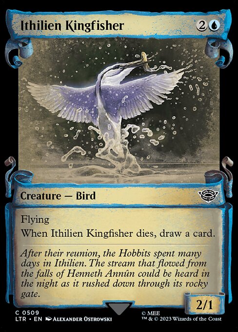 Flying
When Ithilien Kingfisher dies, draw a card.