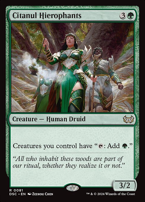 Creatures you control have "{T}: Add {G}."