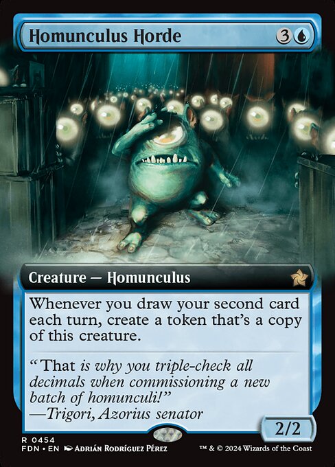 Whenever you draw your second card each turn, create a token that's a copy of this creature.