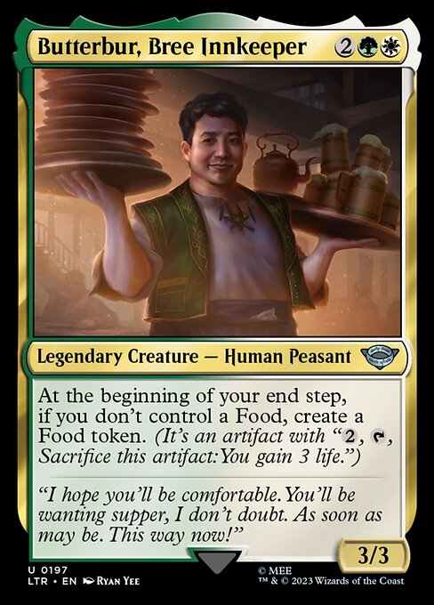 At the beginning of your end step, if you don't control a Food, create a Food token. (It's an artifact with "{2}, {T}, Sacrifice this artifact: You gain 3 life.")