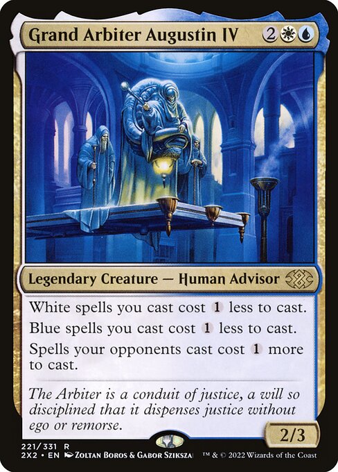 White spells you cast cost {1} less to cast.
Blue spells you cast cost {1} less to cast.
Spells your opponents cast cost {1} more to cast.