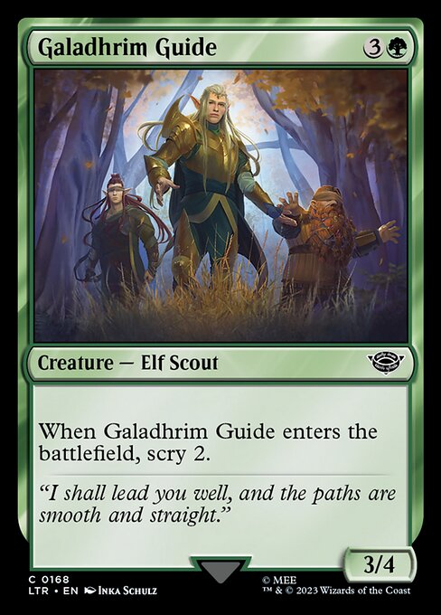 When Galadhrim Guide enters the battlefield, scry 2.