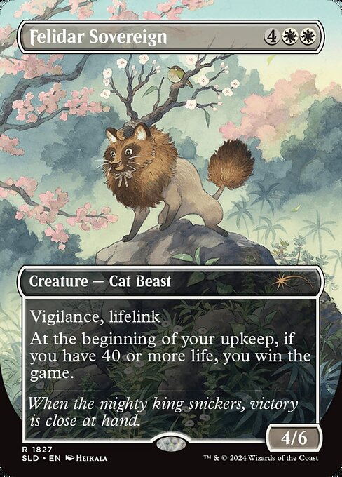 Vigilance (Attacking doesn't cause this creature to tap.)
Lifelink (Damage dealt by this creature also causes you to gain that much life.)
At the beginning of your upkeep, if you have 40 or more life, you win the game.