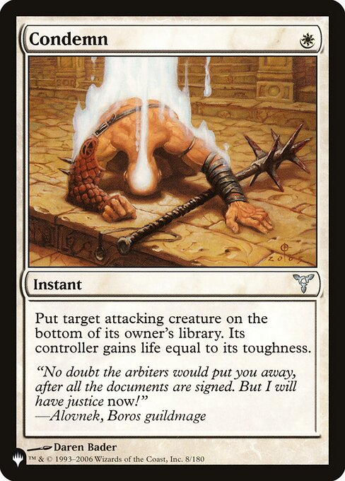 Put target attacking creature on the bottom of its owner's library. Its controller gains life equal to its toughness.