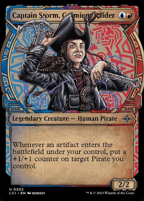 Whenever an artifact enters the battlefield under your control, put a +1/+1 counter on target Pirate you control.