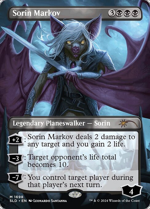 +2: Sorin Markov deals 2 damage to any target and you gain 2 life.
−3: Target opponent's life total becomes 10.
−7: You control target player during that player's next turn.