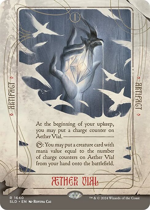 At the beginning of your upkeep, you may put a charge counter on this artifact.
{T}: You may put a creature card with mana value equal to the number of charge counters on this artifact from your hand onto the battlefield.