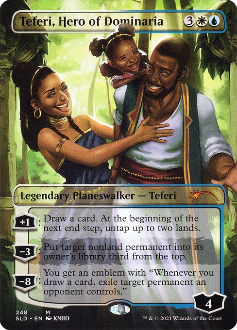 +1: Draw a card. At the beginning of the next end step, untap up to two lands.
−3: Put target nonland permanent into its owner's library third from the top.
−8: You get an emblem with "Whenever you draw a card, exile target permanent an opponent controls."