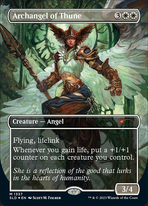Flying
Lifelink (Damage dealt by this creature also causes you to gain that much life.)
Whenever you gain life, put a +1/+1 counter on each creature you control.