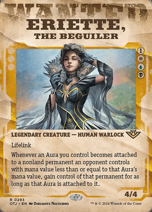 Lifelink
Whenever an Aura you control becomes attached to a nonland permanent an opponent controls with mana value less than or equal to that Aura's mana value, gain control of that permanent for as long as that Aura is attached to it.