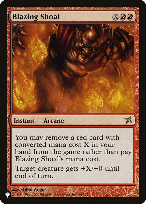 You may exile a red card with mana value X from your hand rather than pay this spell's mana cost.
Target creature gets +X/+0 until end of turn.
