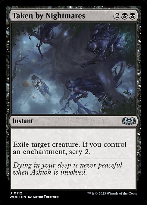 Exile target creature. If you control an enchantment, scry 2.