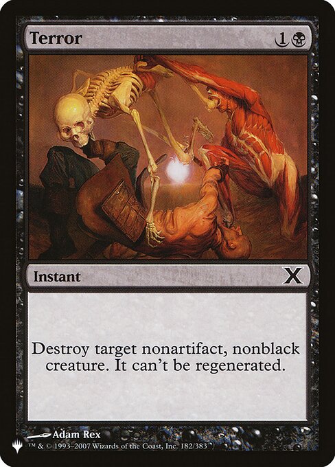Destroy target nonartifact, nonblack creature. It can't be regenerated.