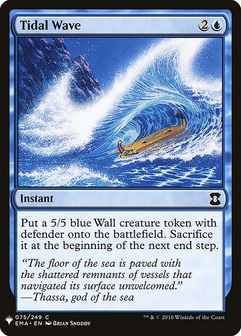 Create a 5/5 blue Wall creature token with defender. Sacrifice it at the beginning of the next end step.