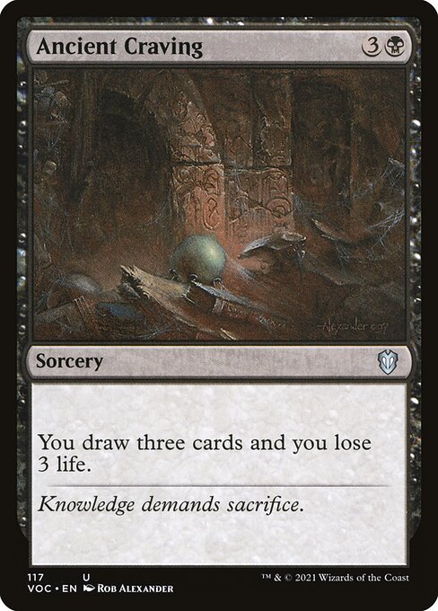 You draw three cards and you lose 3 life.