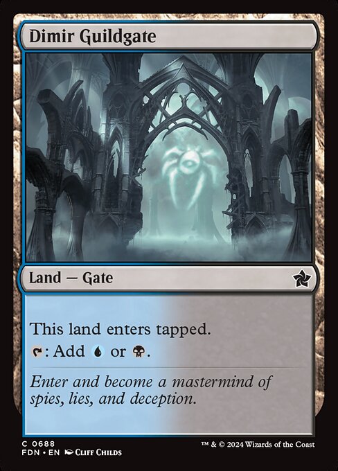 This land enters tapped.
{T}: Add {U} or {B}.