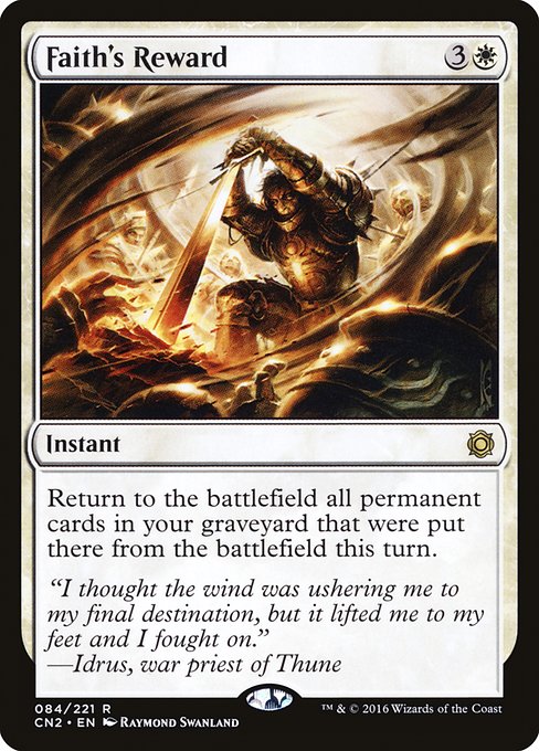 Return to the battlefield all permanent cards in your graveyard that were put there from the battlefield this turn.
