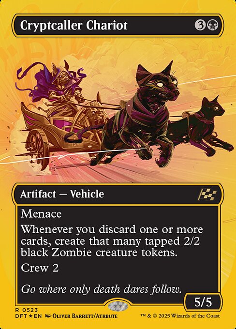 Menace
Whenever you discard one or more cards, create that many tapped 2/2 black Zombie creature tokens.
Crew 2