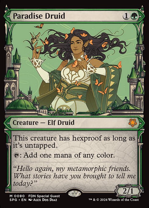 This creature has hexproof as long as it's untapped. (It can't be the target of spells or abilities your opponents control.)
{T}: Add one mana of any color.