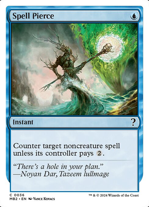 Counter target noncreature spell unless its controller pays {2}.