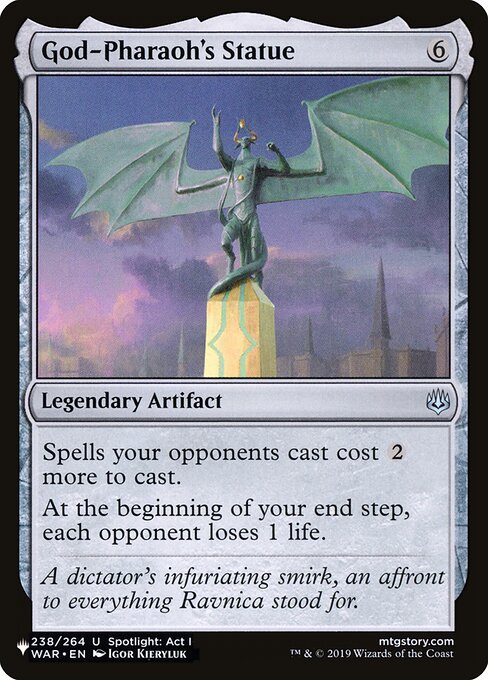 Spells your opponents cast cost {2} more to cast.
At the beginning of your end step, each opponent loses 1 life.