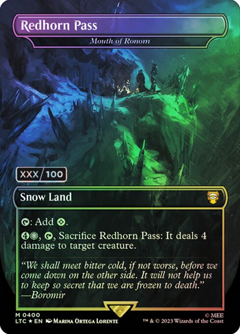 {T}: Add {C}.
{4}{S}, {T}, Sacrifice Mouth of Ronom: It deals 4 damage to target creature. ({S} can be paid with one mana from a snow source.)