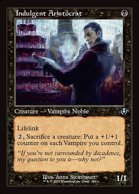 Lifelink
{2}, Sacrifice a creature: Put a +1/+1 counter on each Vampire you control.