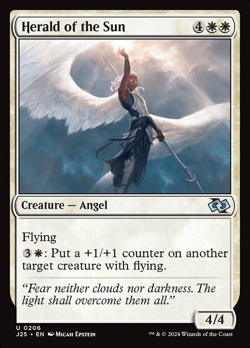 Flying
{3}{W}: Put a +1/+1 counter on another target creature with flying.