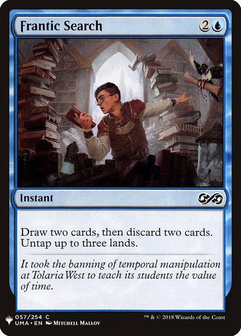 Draw two cards, then discard two cards. Untap up to three lands.