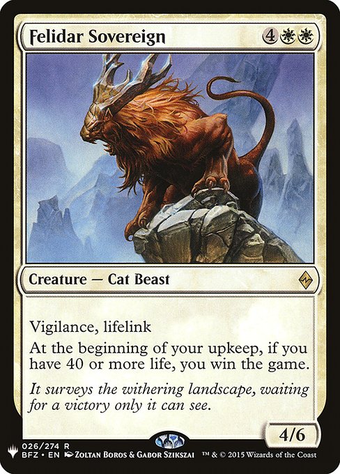 Vigilance, lifelink
At the beginning of your upkeep, if you have 40 or more life, you win the game.