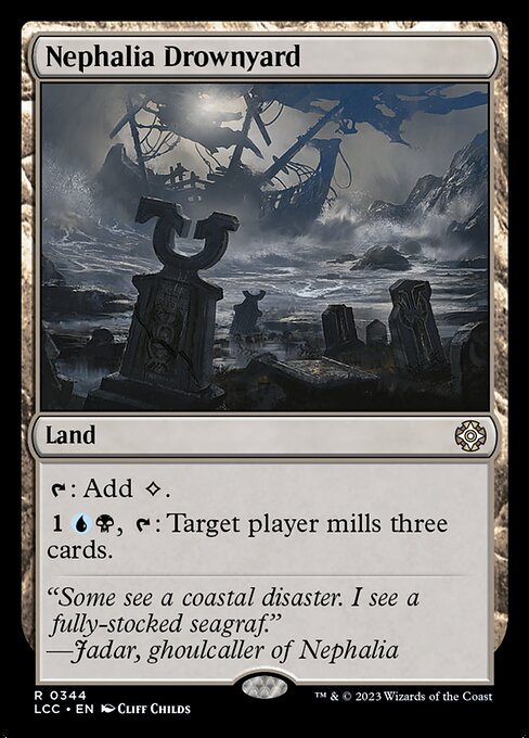 {T}: Add {C}.
{1}{U}{B}, {T}: Target player mills three cards.