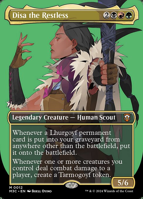 Whenever a Lhurgoyf permanent card is put into your graveyard from anywhere other than the battlefield, put it onto the battlefield.
Whenever one or more creatures you control deal combat damage to a player, create a Tarmogoyf token.