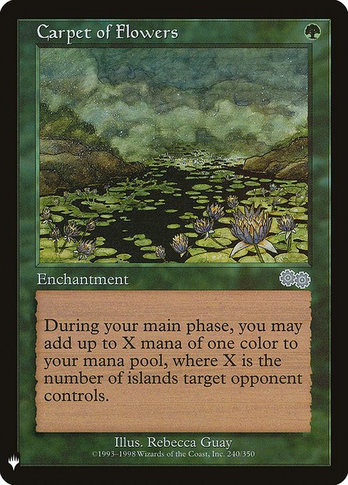At the beginning of each of your main phases, if you haven't added mana with this ability this turn, you may add X mana of any one color, where X is the number of Islands target opponent controls.