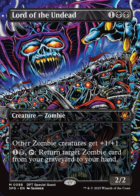 Other Zombie creatures get +1/+1.
{1}{B}, {T}: Return target Zombie card from your graveyard to your hand.